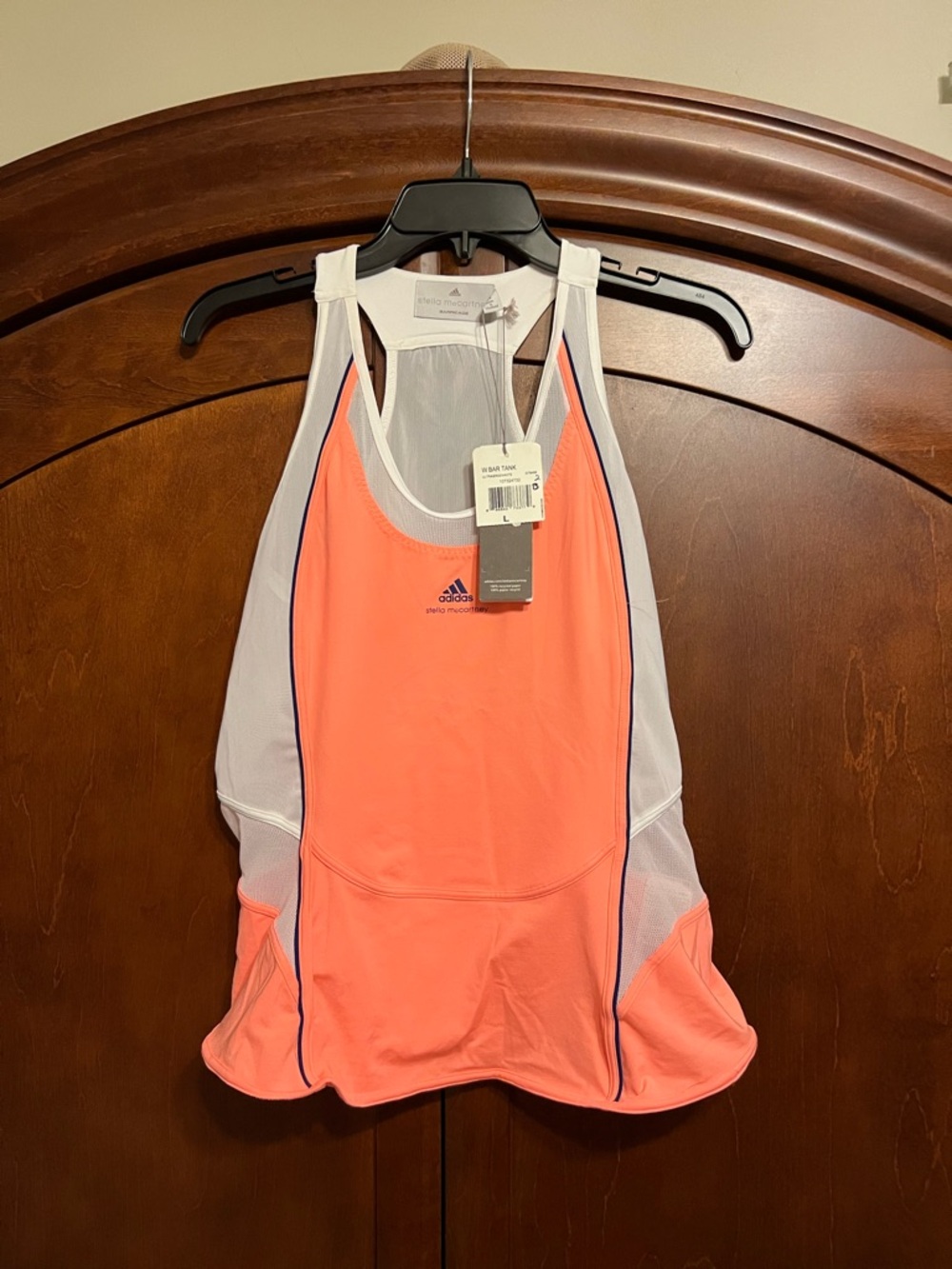 Stella McCartney Adidas Coral Racerback Tennis Tank with White Mesh